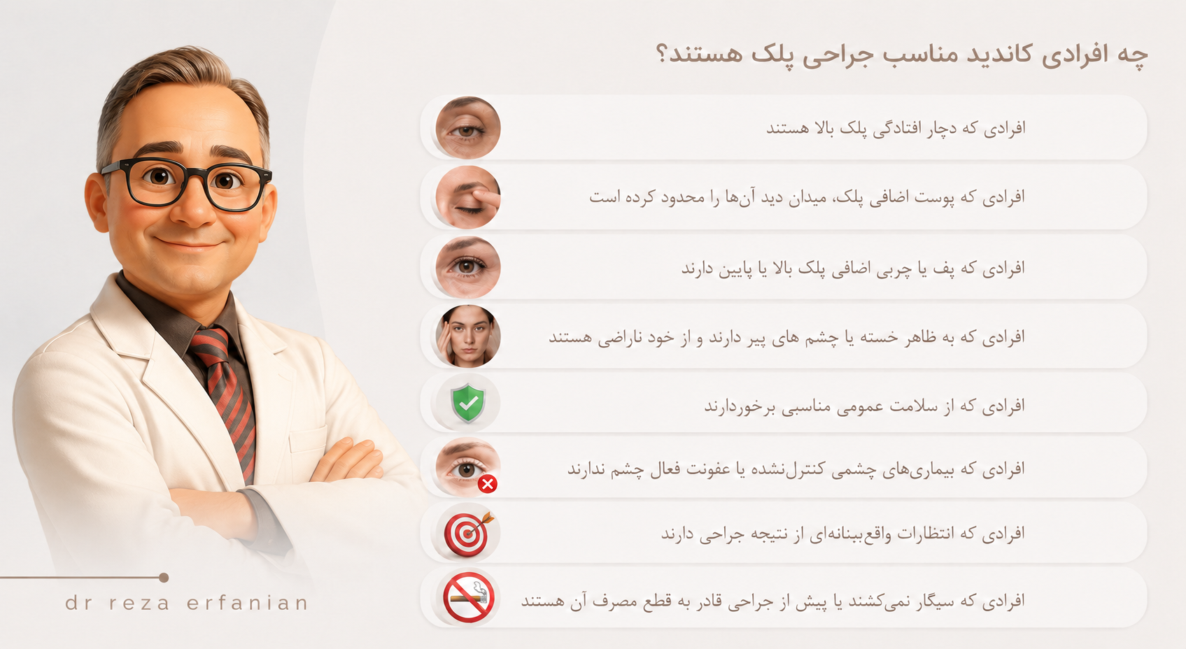 کاندیدهای مناسب جراحی پلک